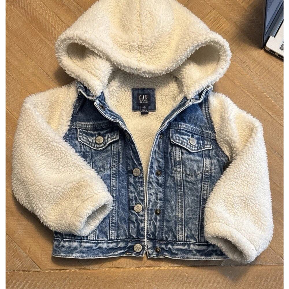 Baby Gap Toddler 4T Years Toddler Jean Sherpa Denim Jacket Snaps Fall Winter